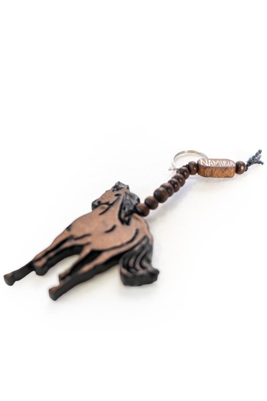 Animal bead & wooden Keyring
