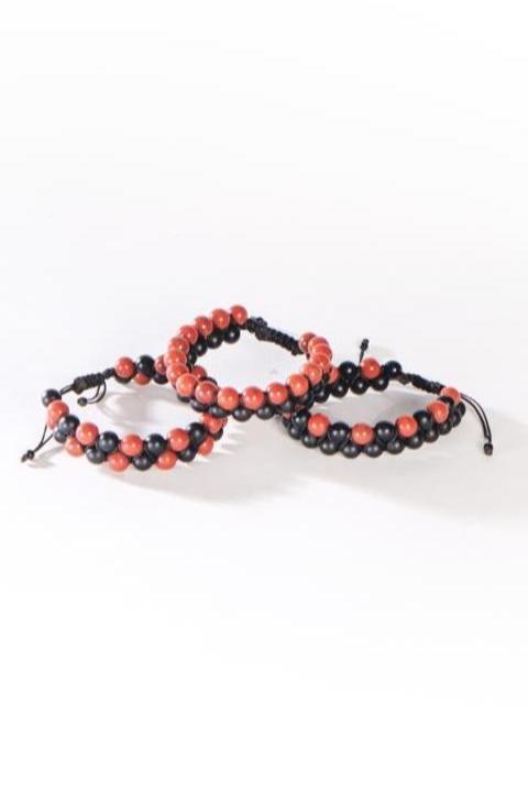 Red/Black beaded Jasper Bracelet