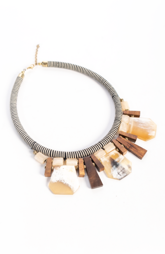 African bone & wood choker