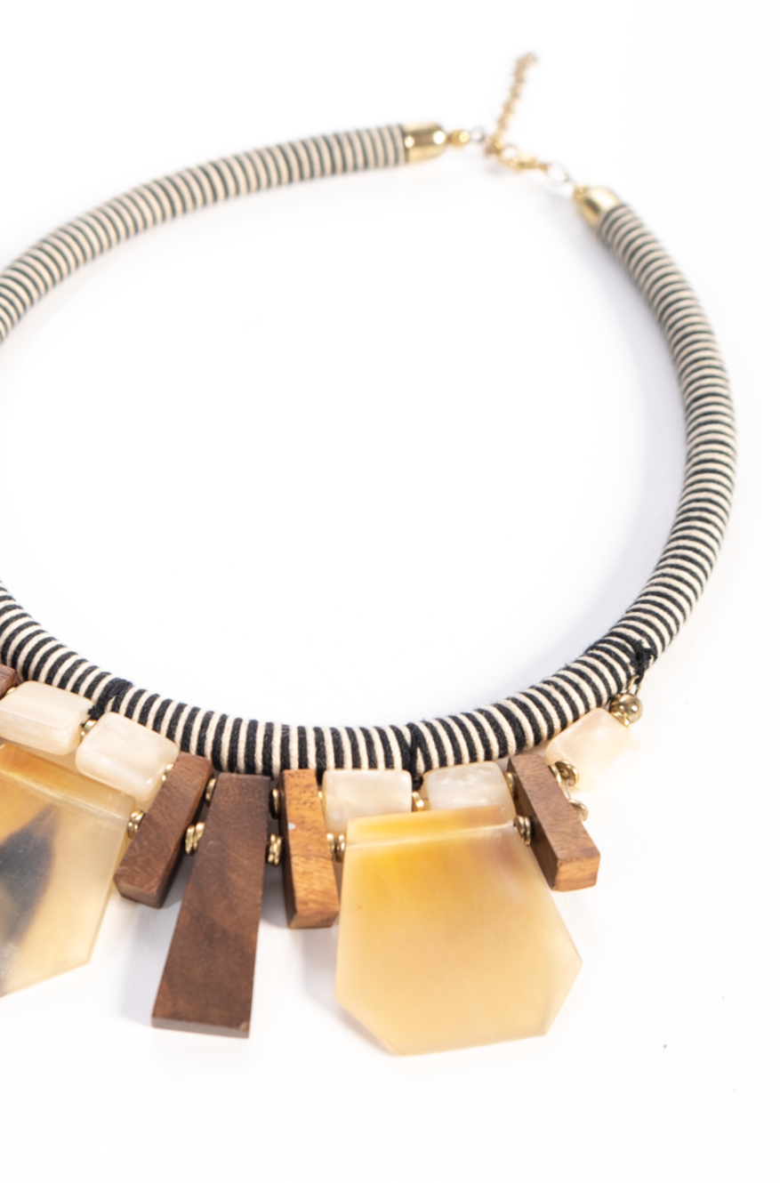 African bone & wood choker