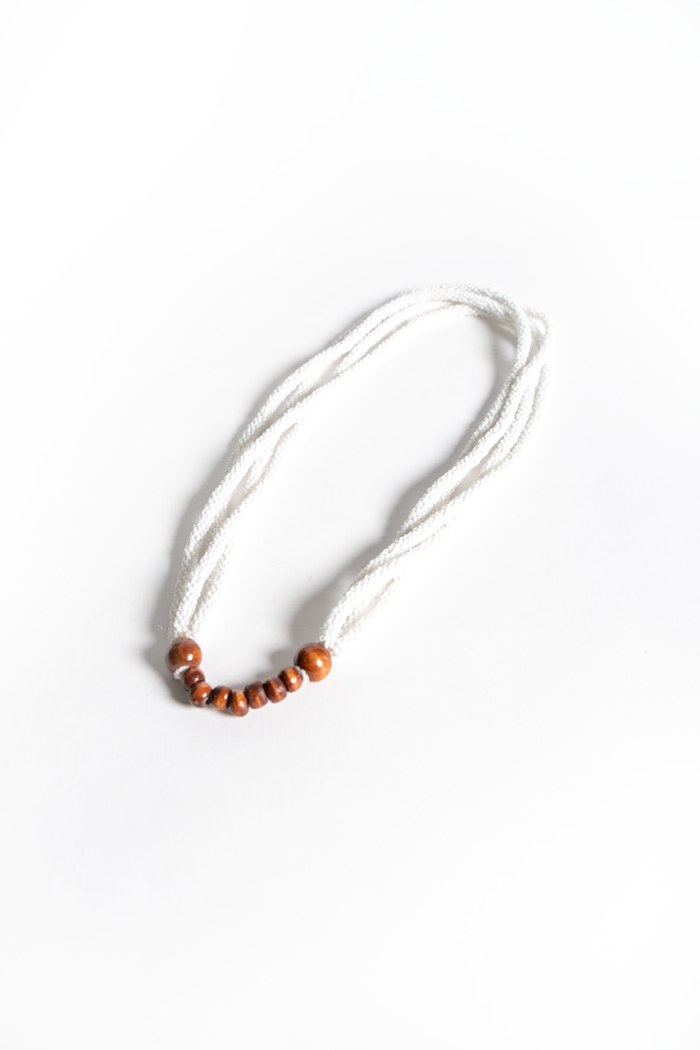 White beaded Plait Necklace