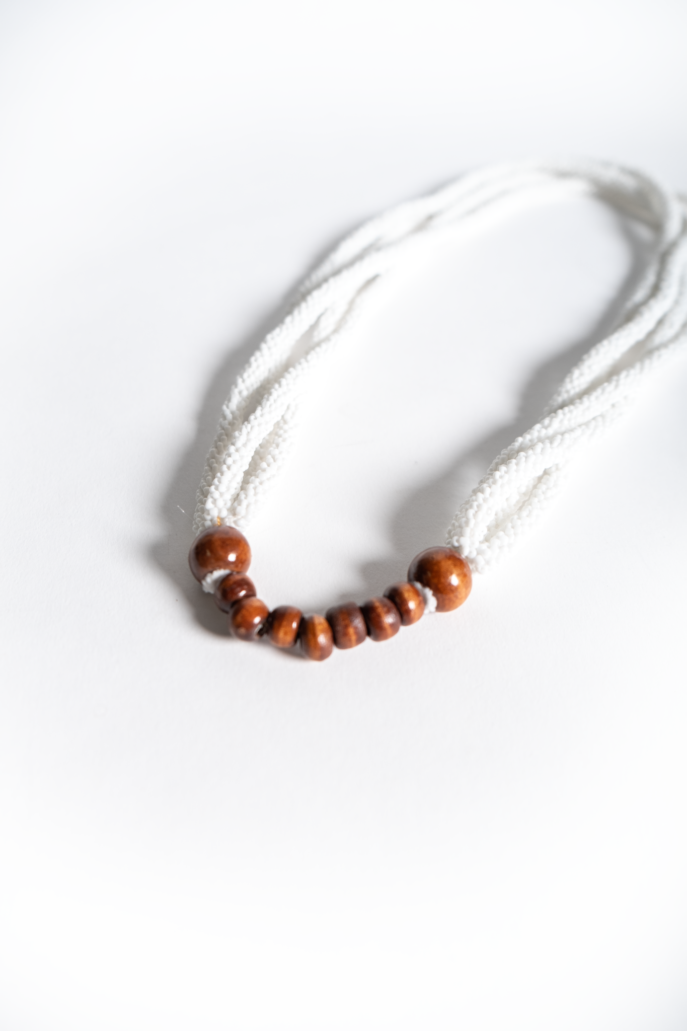 White beaded Plait Necklace