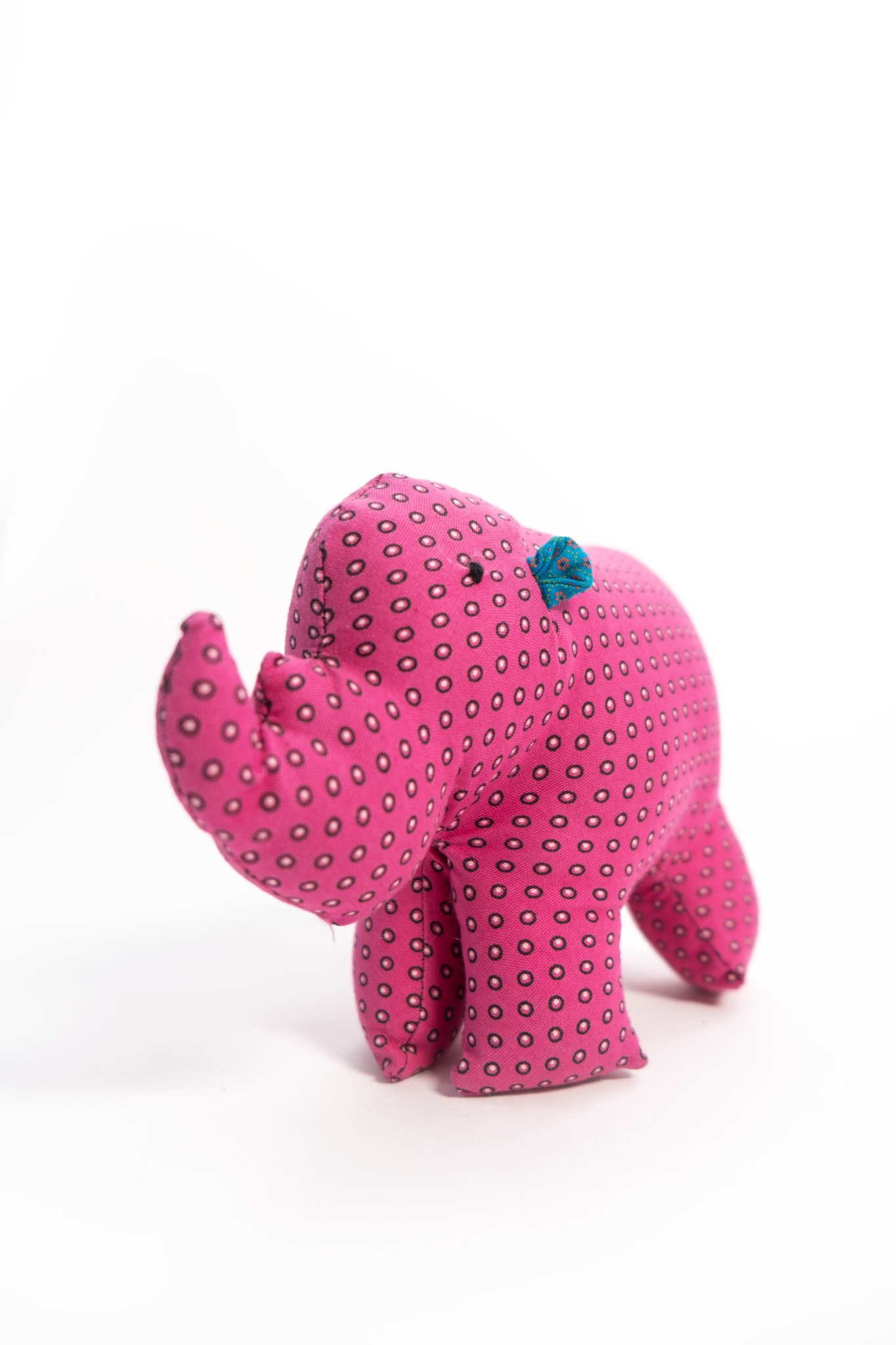 African Cloth Multi Colour Rhino Soft Toy - Small