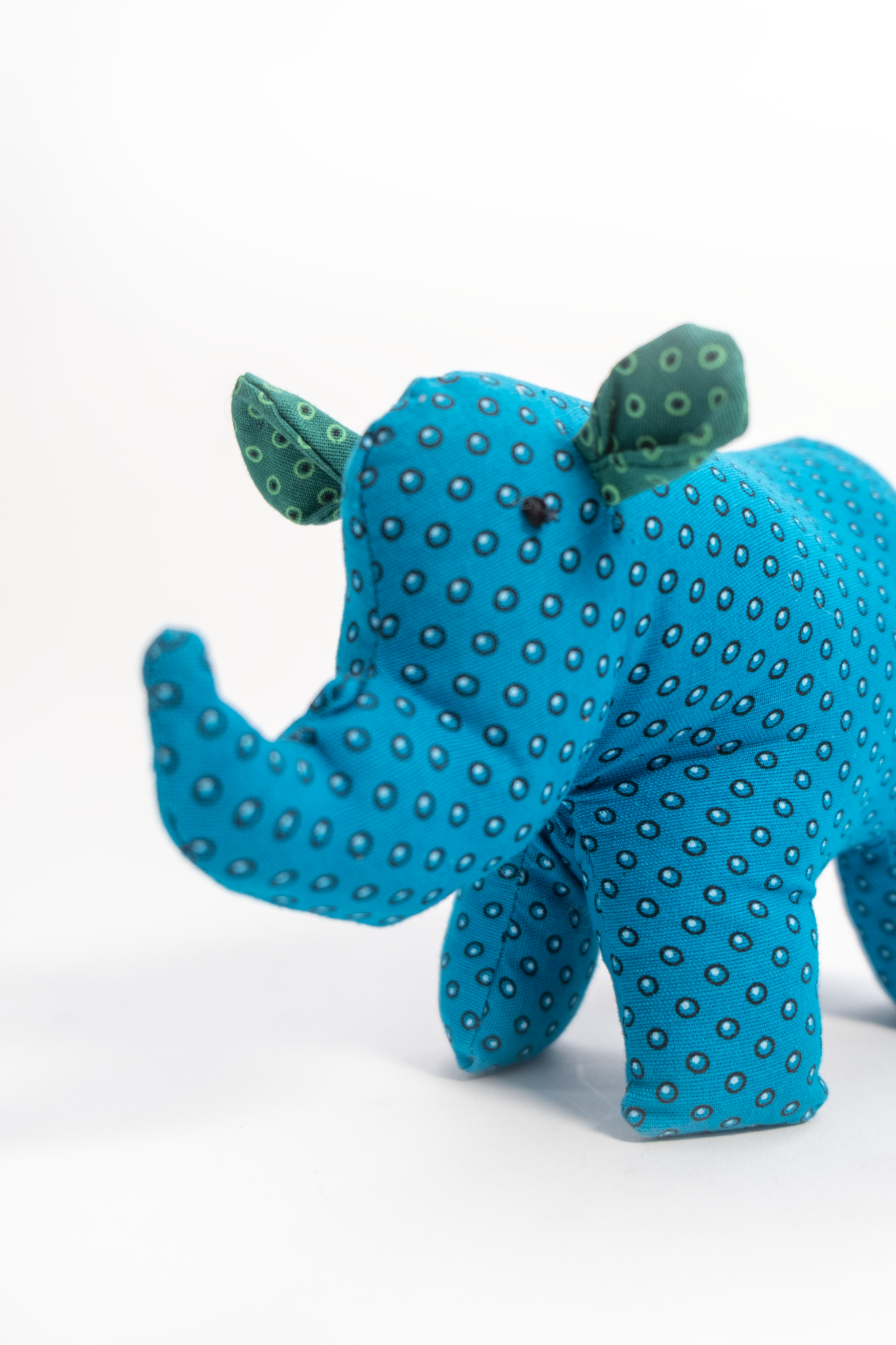 African Cloth Multi Colour Rhino Soft Toy - Small