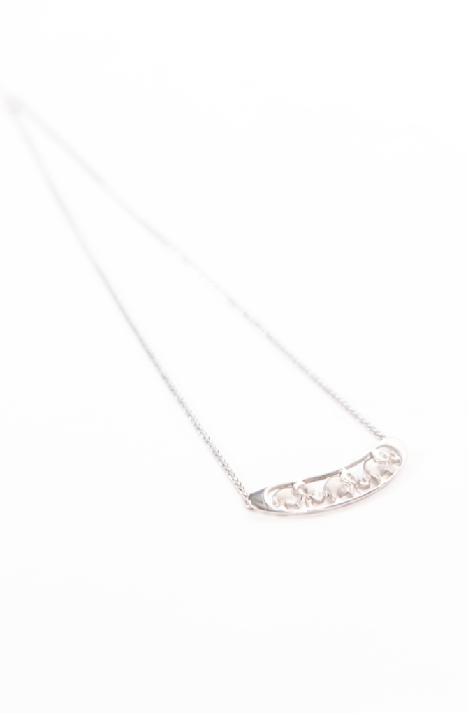 Baby Elephant Herd Silver Necklace
