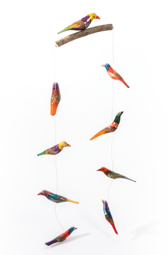 Mobile wooden birds