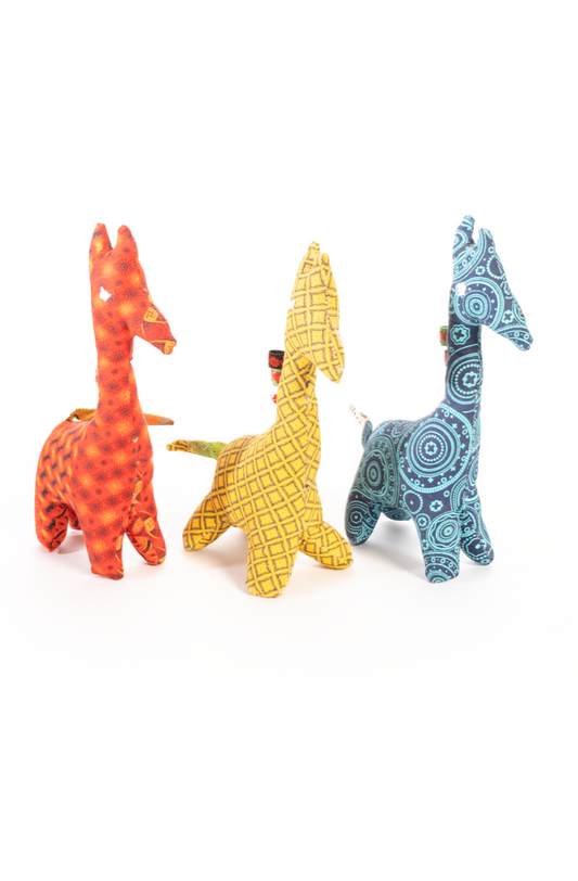 Handmade African Material Giraffe Soft Toy - Small