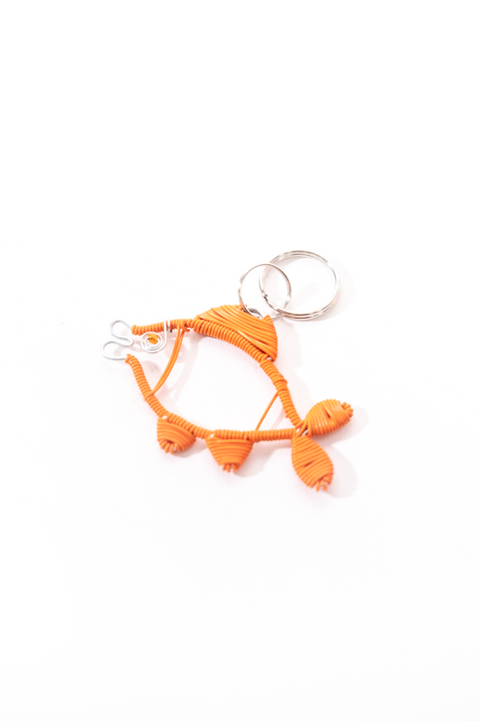 Orange beaded Fish Keyring