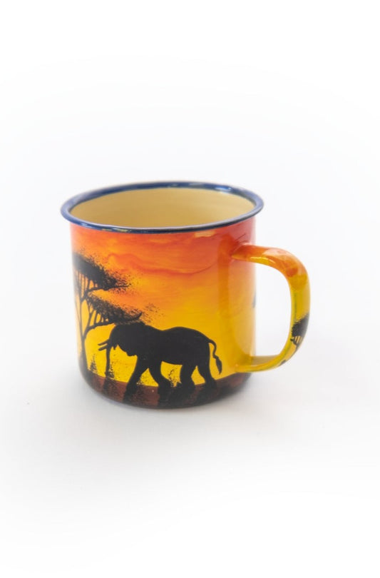 Elephant painted Enamel mug 250ml