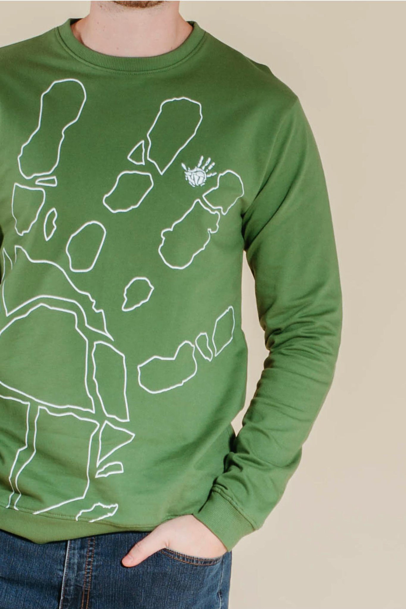 Gondwana hand print Sweater Olive