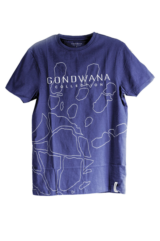 Gondwana hand printed men t-shirt blue
