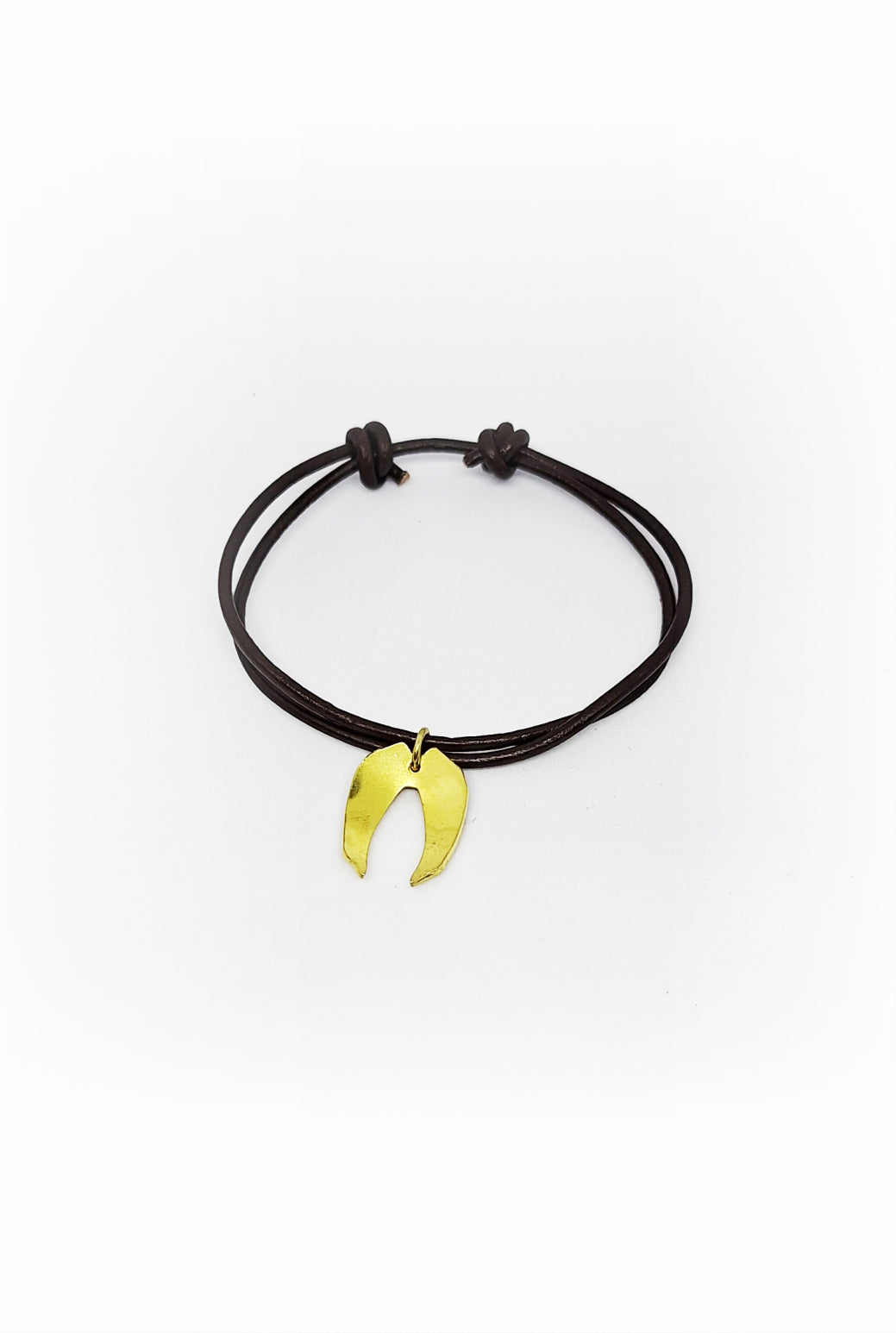 Mopane Leaf Brass Leather Bracelet