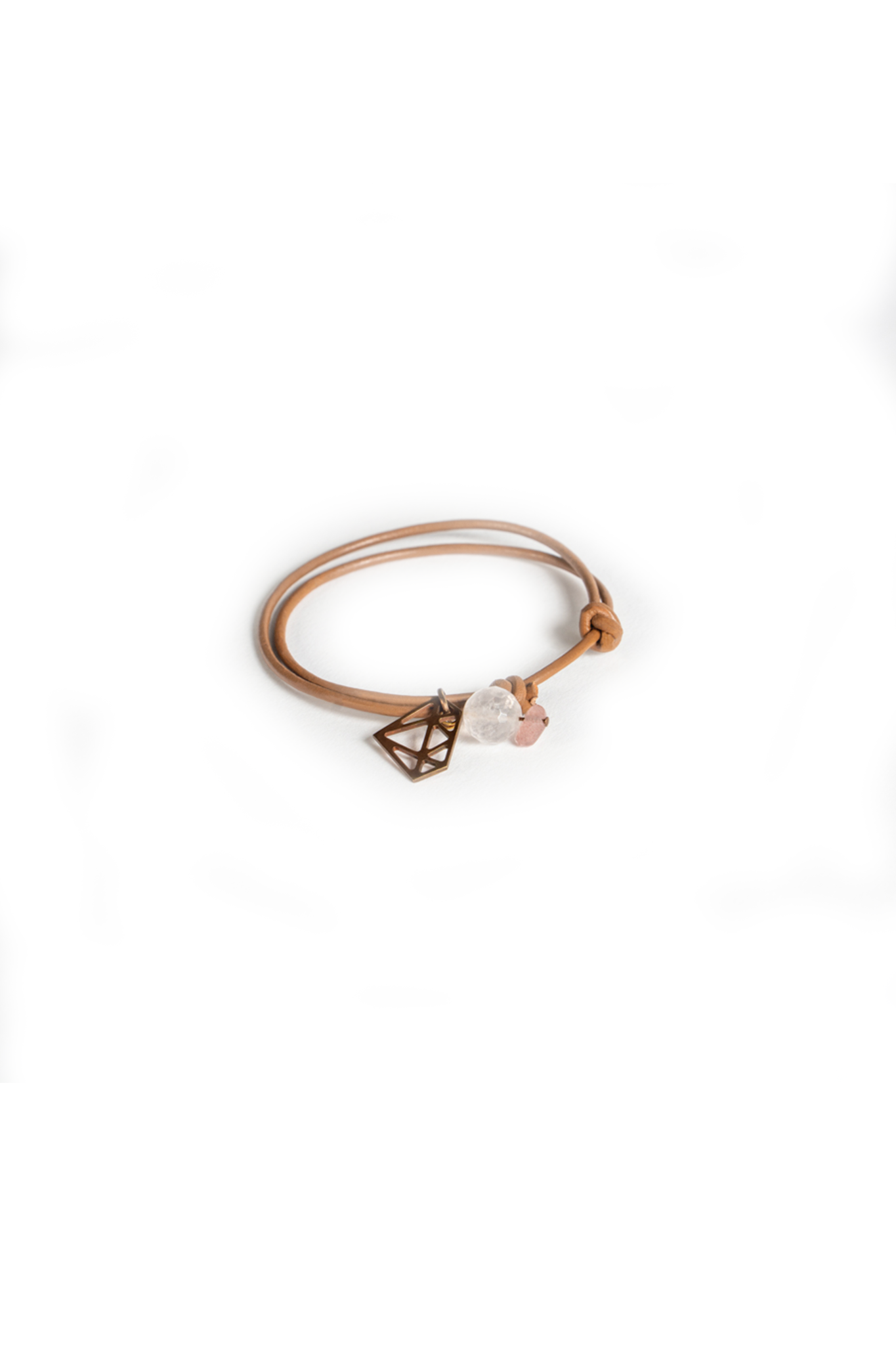 Desert Grace String leather- diamond charm Bracelet