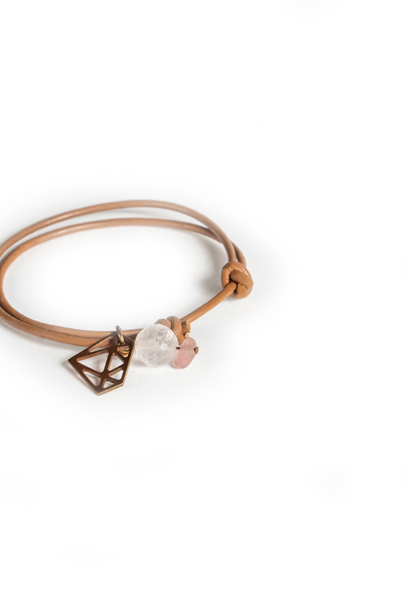 Desert Grace String leather- diamond charm Bracelet