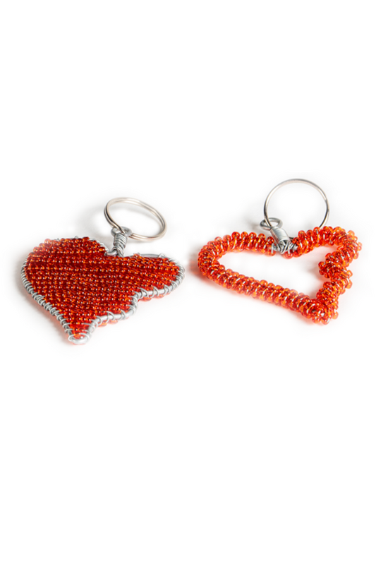 Beaded Care Trust heart Keyring
