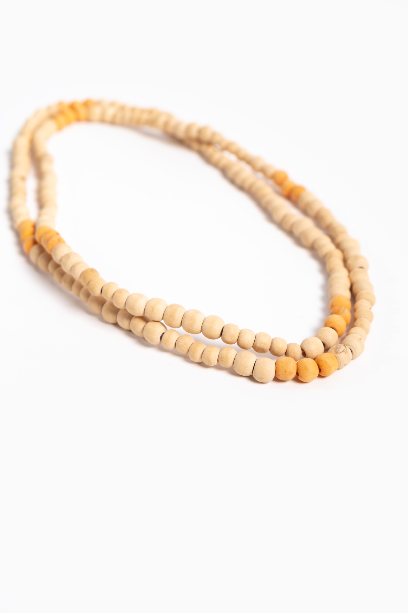 Beige Wooden Bead Necklace