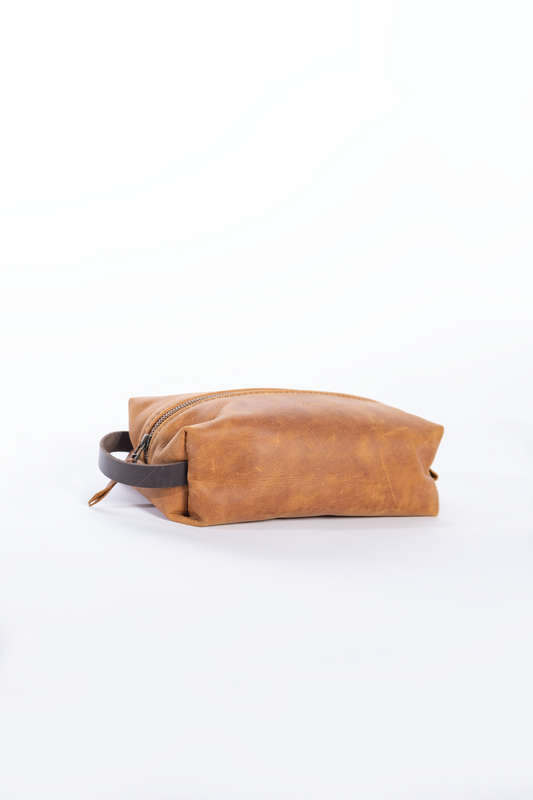 Tan Leather Toiletry Bag