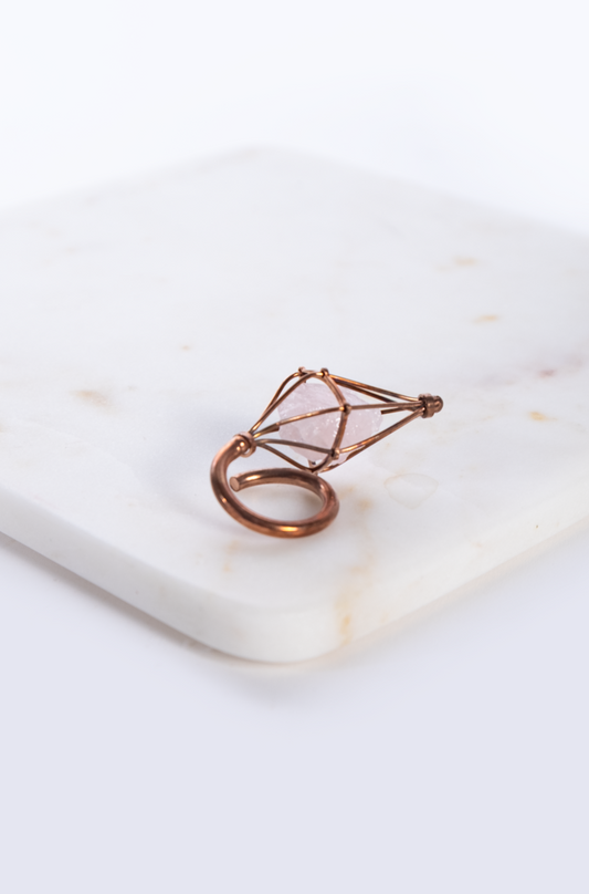 Frida Caged Rose Quartz Ring