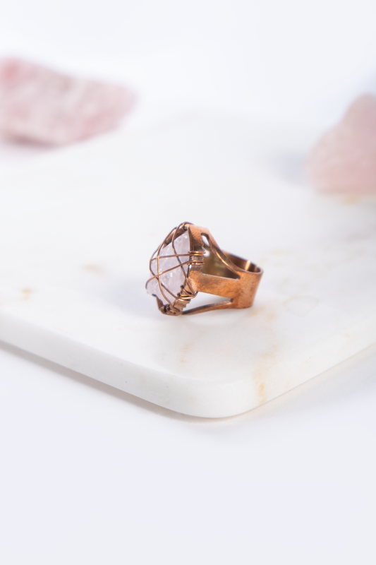 Melanie Caged Rose Quartz Ring