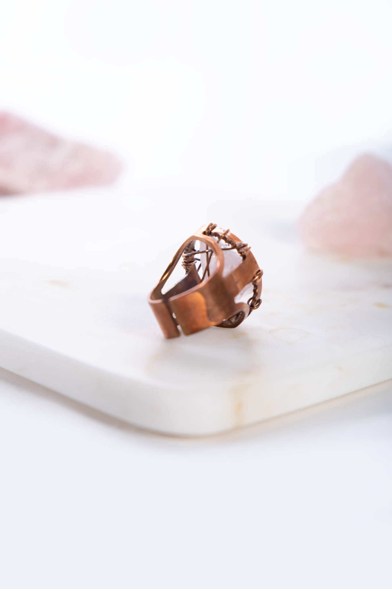 Melanie Caged Rose Quartz Ring