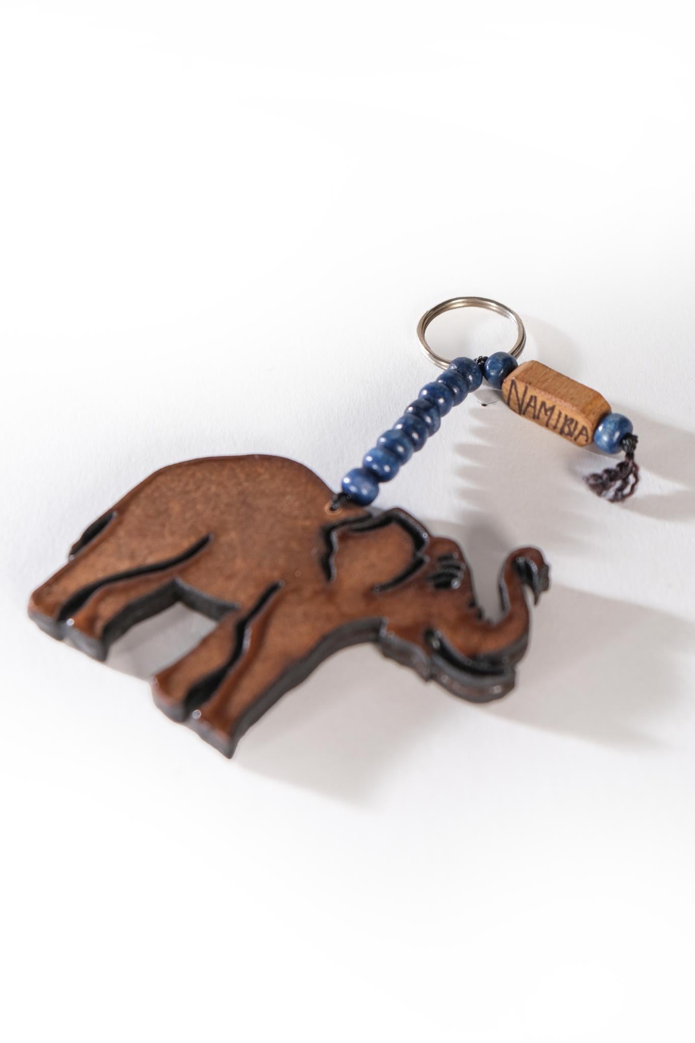 Animal bead & wooden Keyring