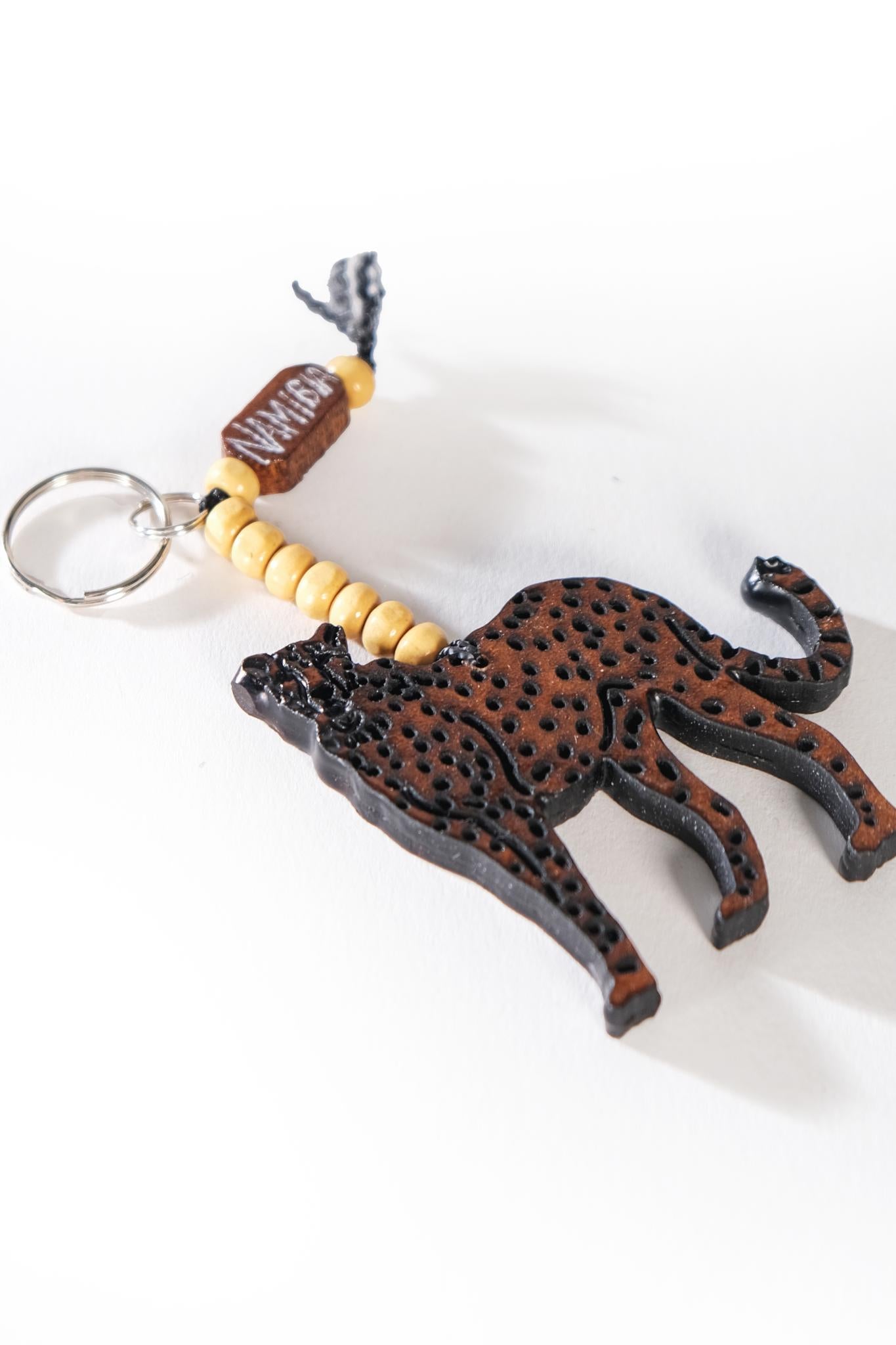 Animal bead & wooden Keyring