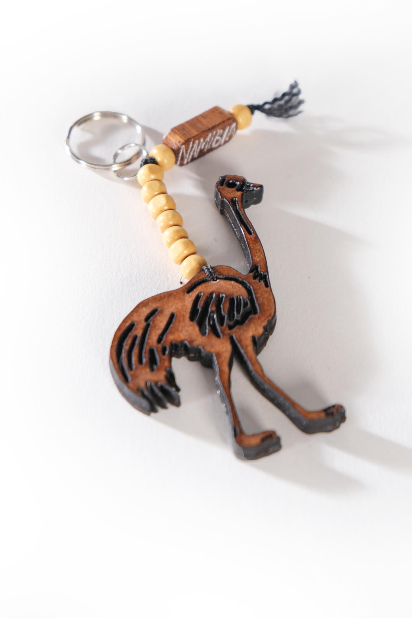 Animal bead & wooden Keyring