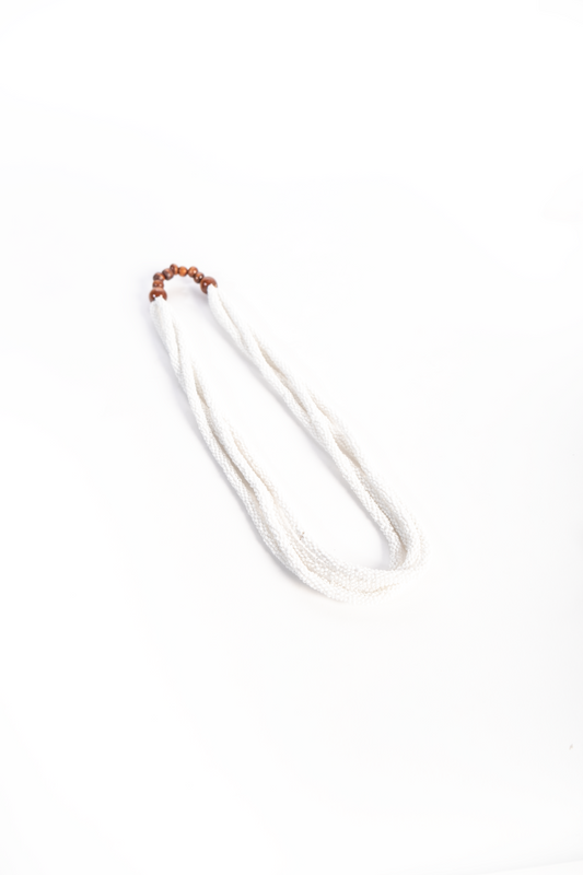 White beaded Plait Necklace