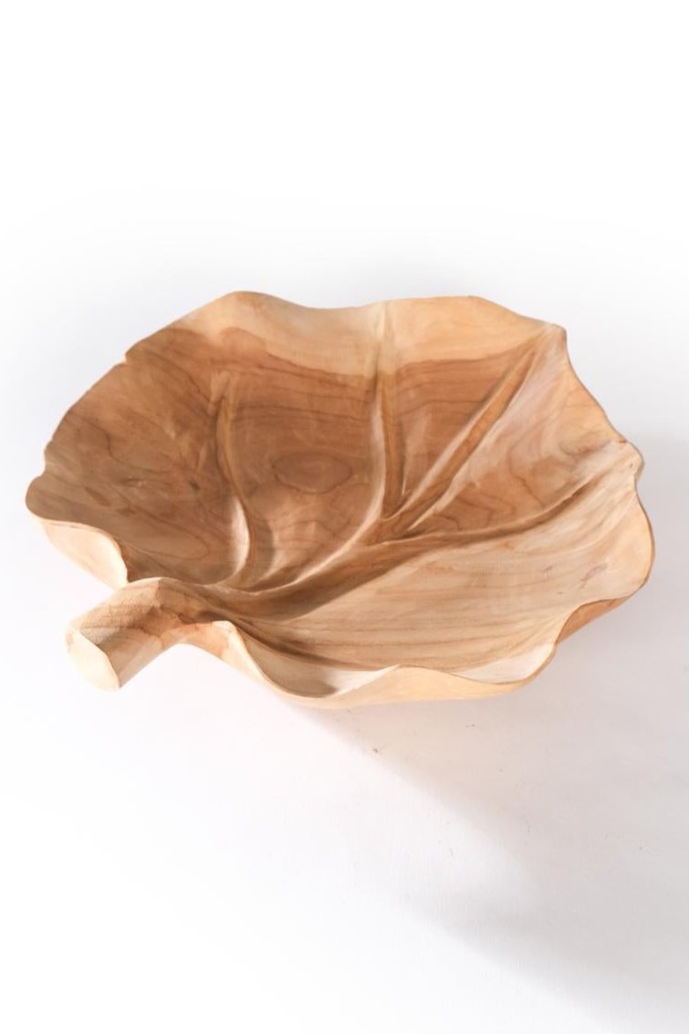 Wooden vine leaf bowl