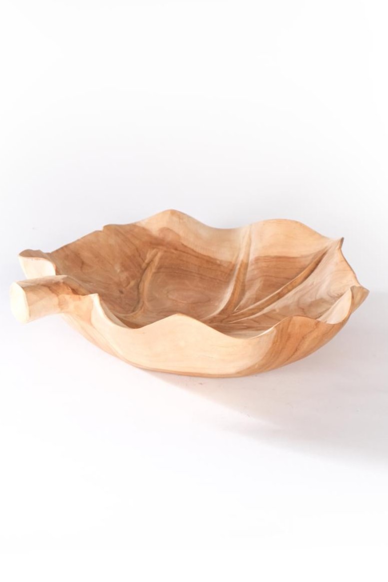 Wooden vine leaf bowl