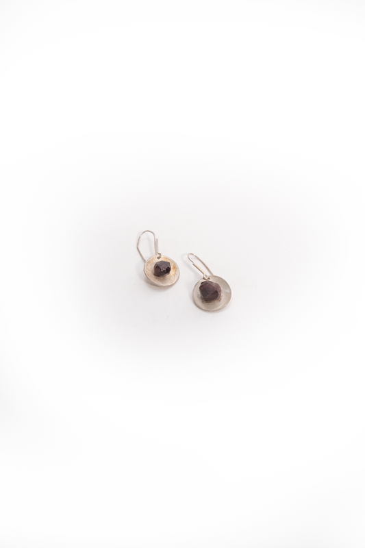 Minestones - Namibian Red Garnet Stone & Sterling Silver Earrings