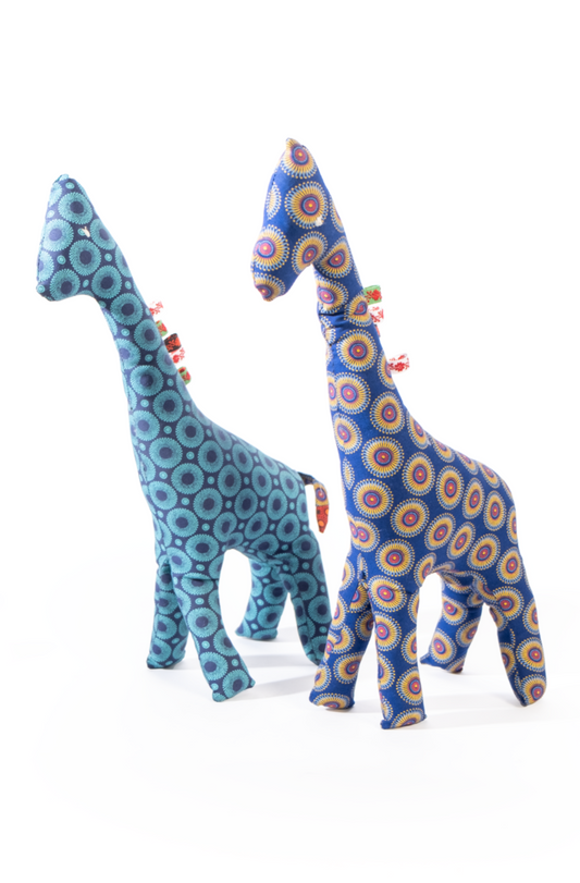 Handmade African Material Giraffe Soft Toy - Large