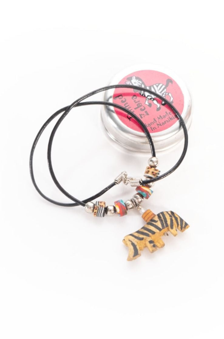 Tinned Wooden African Animal Necklace