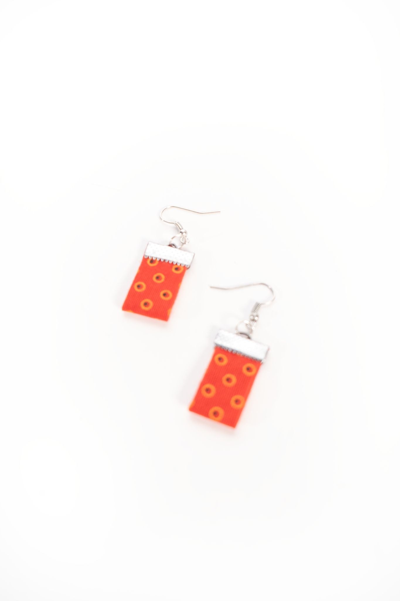 Handmade African Material - Silver Earrings