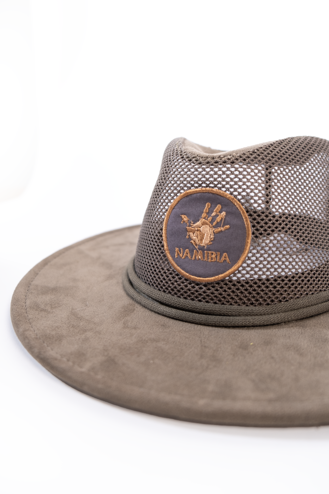 Net Top brim Hat - Namibia embroidered olive