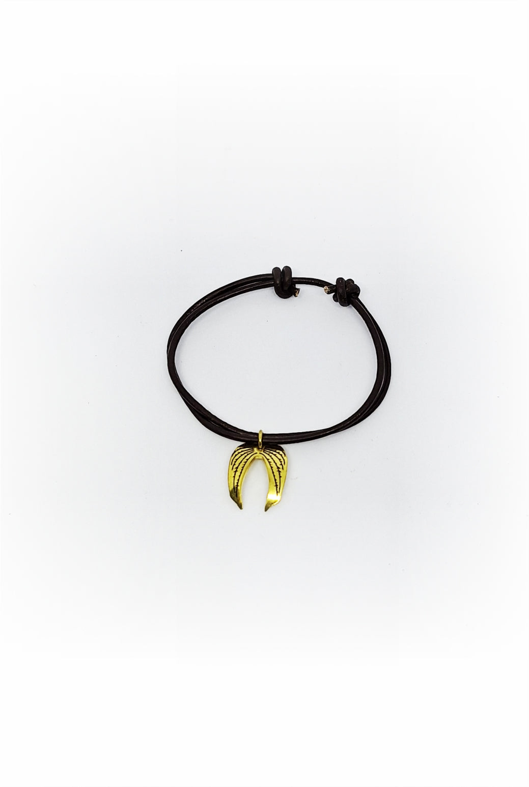 Mopane Leaf Brass Leather Bracelet