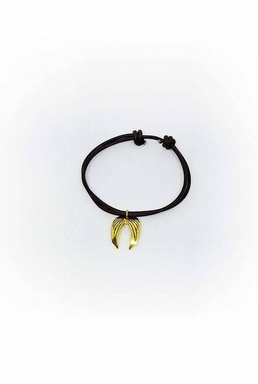 Mopane Leaf Brass Leather Bracelet