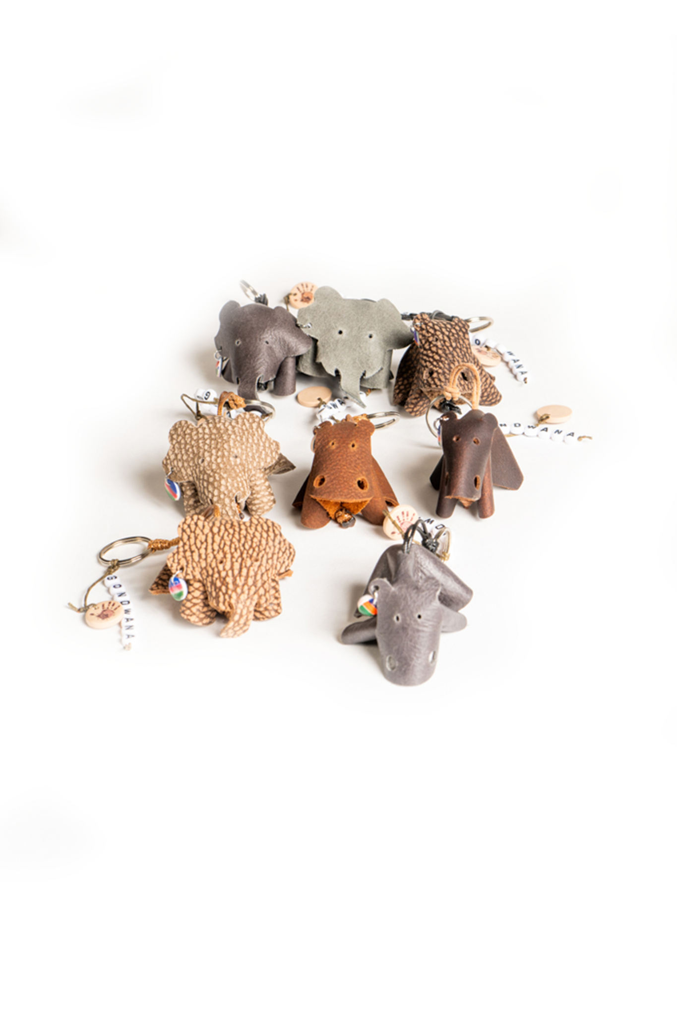 Leather elephant/hippo Keyrings